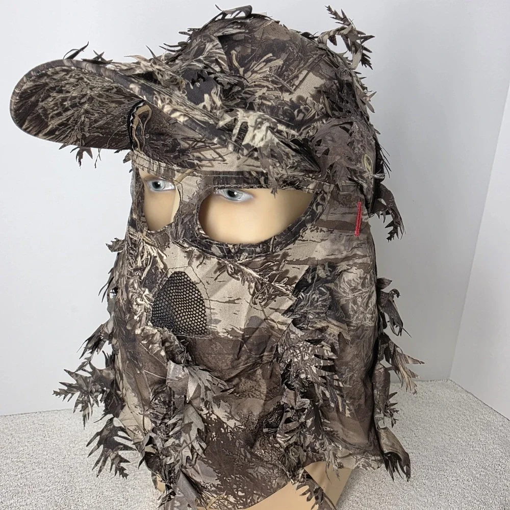 Game Face Gear Leafy Realtree Hat Quick Camo Face Mask Cap Strapback Hunter NEW